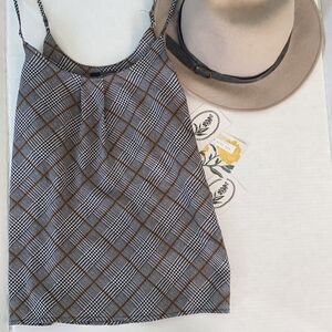 The Limited Mustard Stripe Plaid Loose Fit Tank